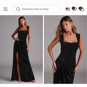Azazie Black Maxi Dress with Slit